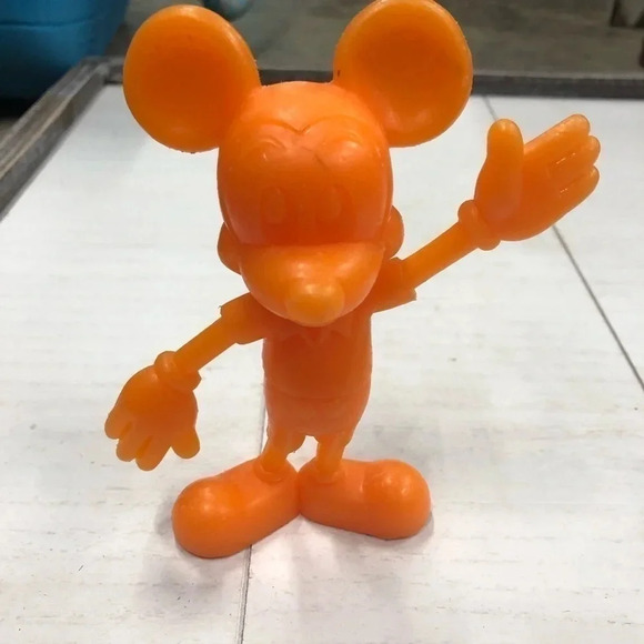 Louis Marx Toys Walt Disney figurine vtg 1960s RARE 6" Neon Orange Mickey Mouse - Picture 2 of 6